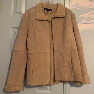 Tan Leather Coat - Sherpa Lined